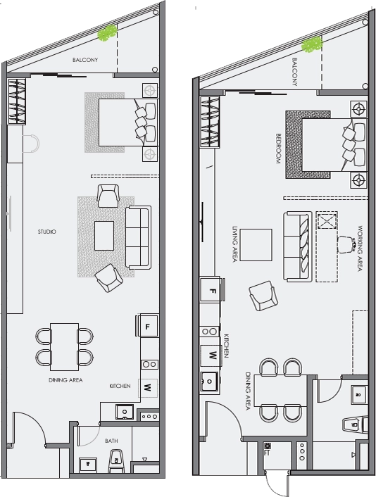 Centrix floor plan, Type A, 578 sq ft