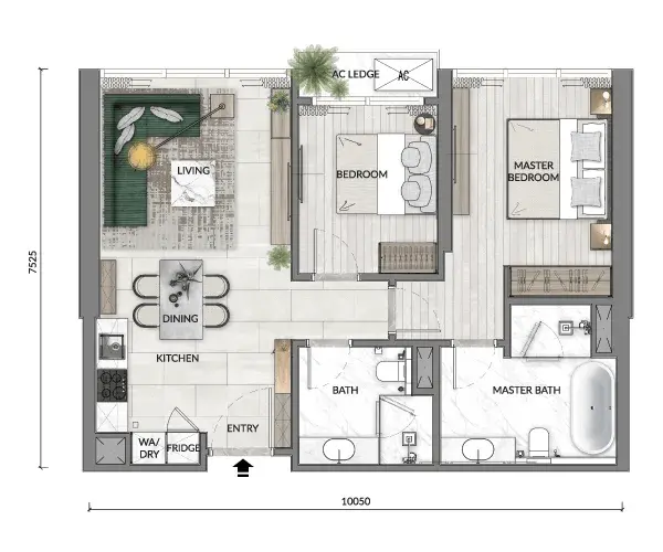 Core Residence floor plan, Type B1, 817 sq ft