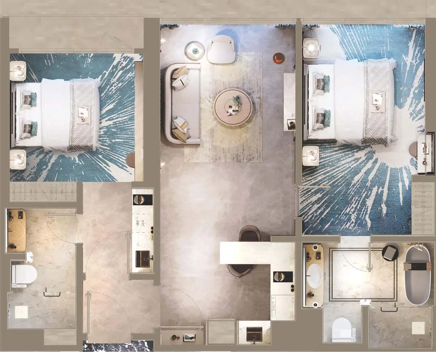 Core Residence floor plan, Type D1, 1,044 sq ft