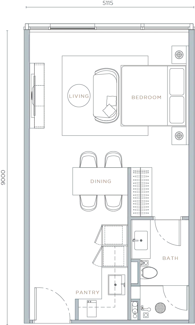 Orion Residence floor plan, Type A1 - Studio, 495 sq ft