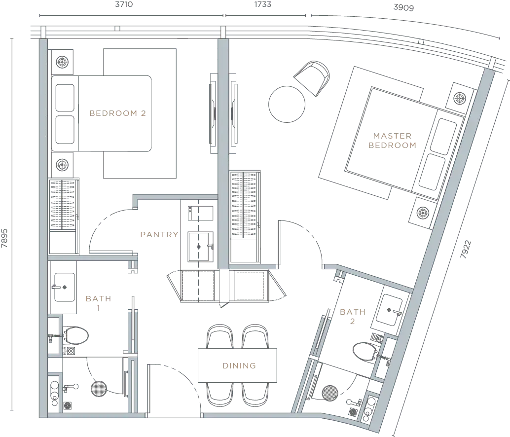 Orion Residence floor plan, Type B1, 680 sq ft