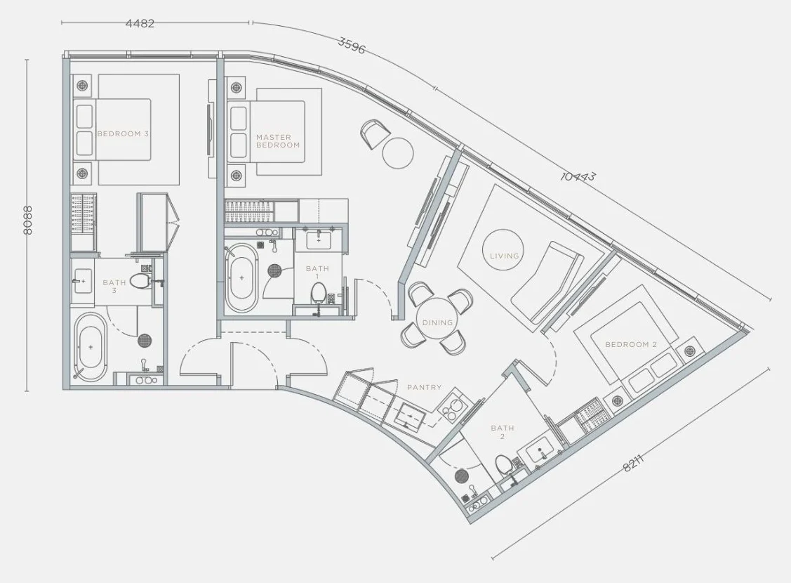 Orion Residence floor plan, Type D4, 1,271 sq ft