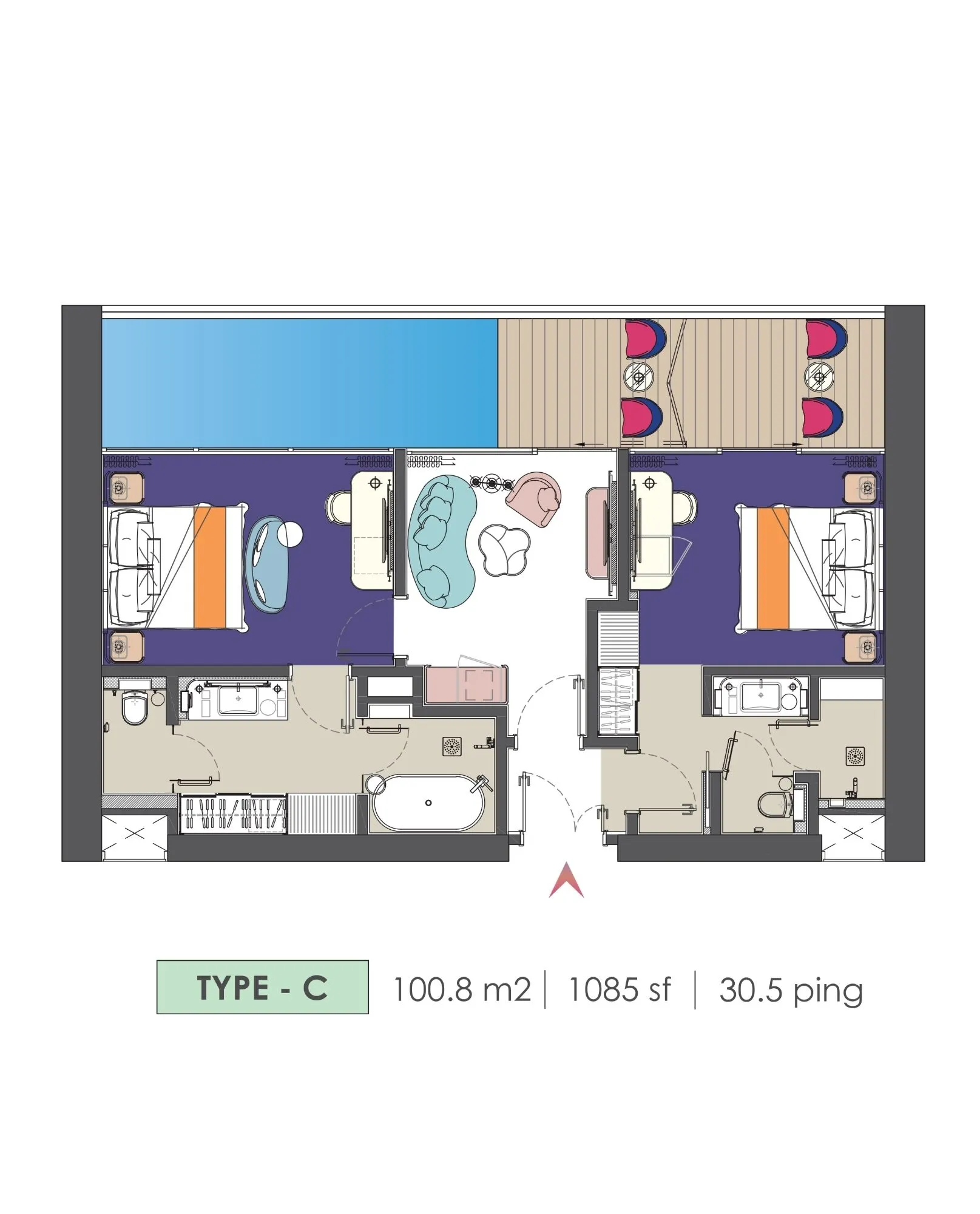 Royal Lexis floor plan, Type C, 100 sq ft