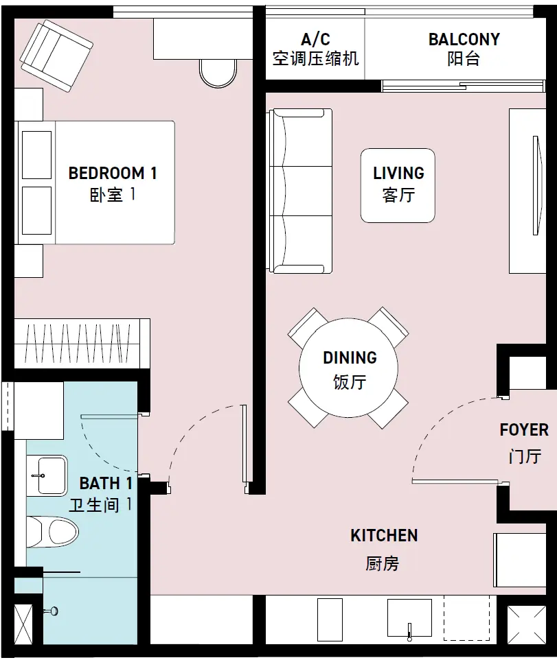 SWNK Houze floor plan, Type B, 549 sq ft