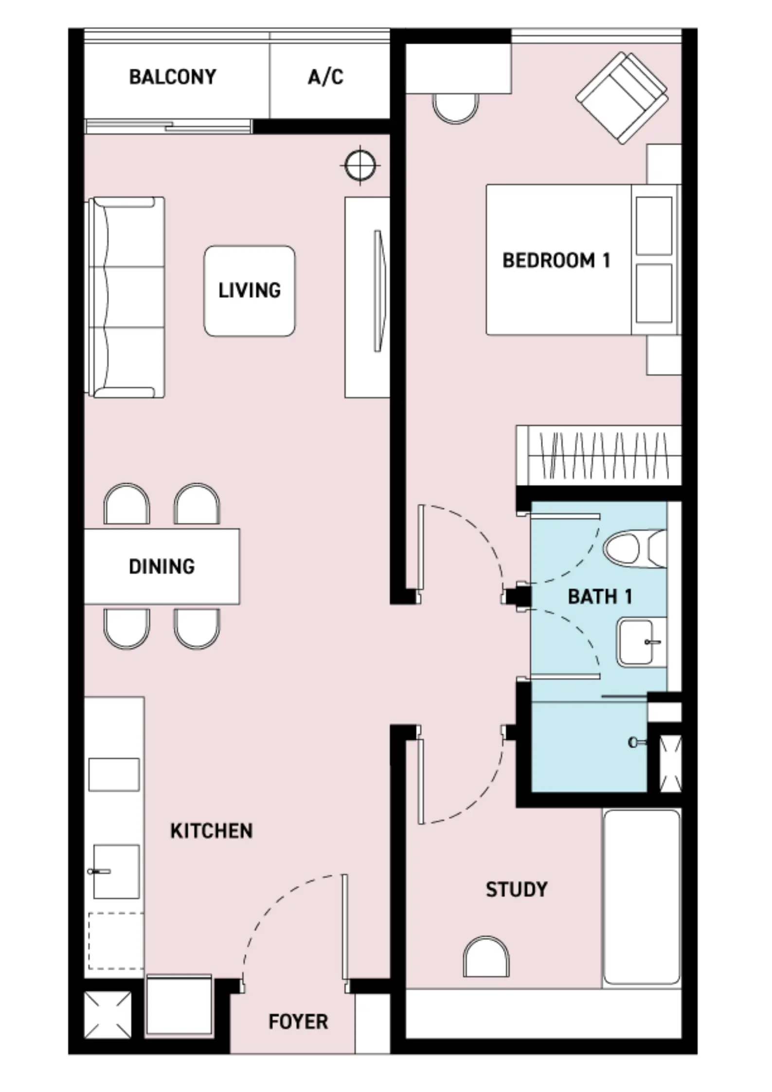SWNK Houze floor plan, Type C, 657 sq ft