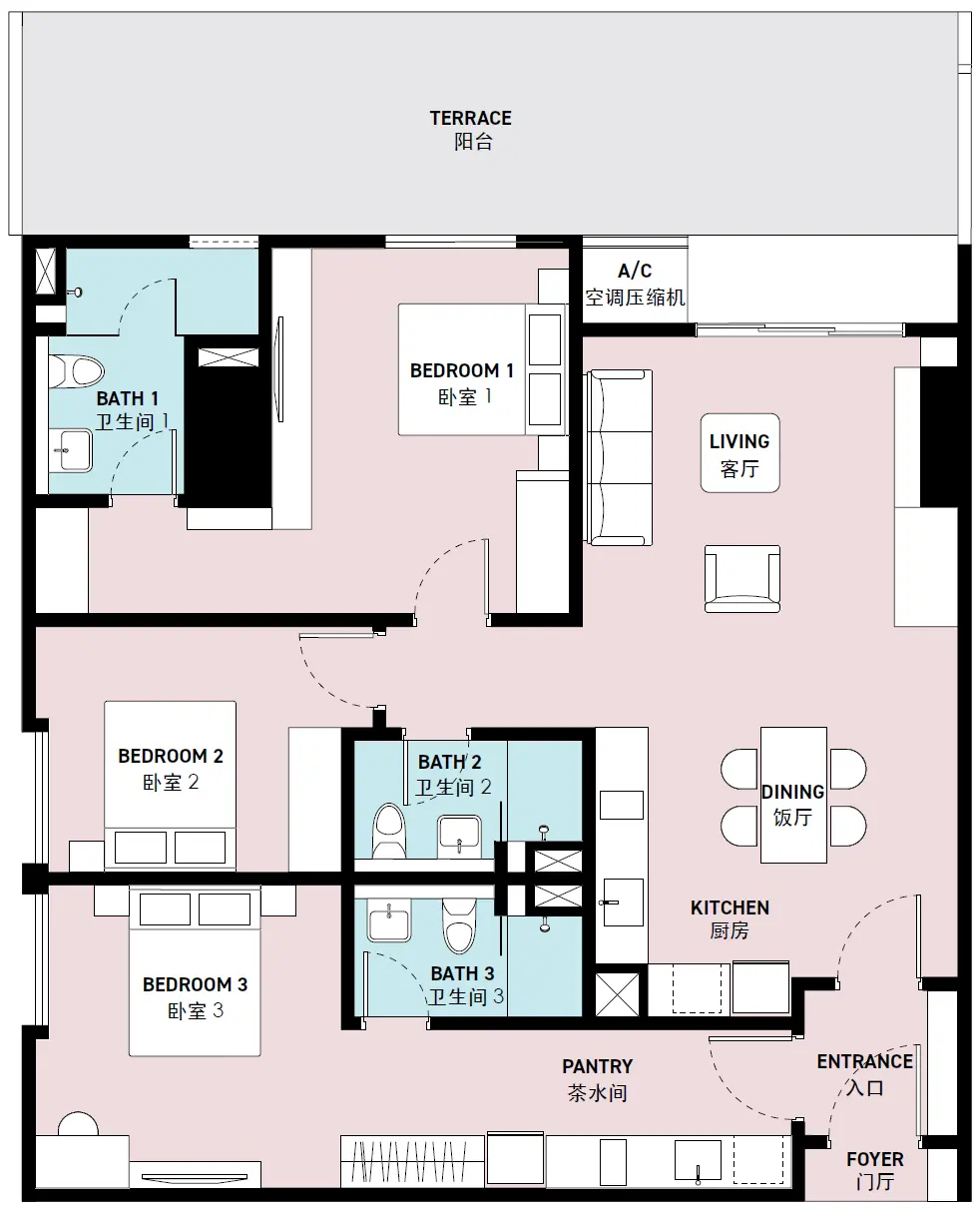 SWNK Houze floor plan, Type F, 1,238 sq ft