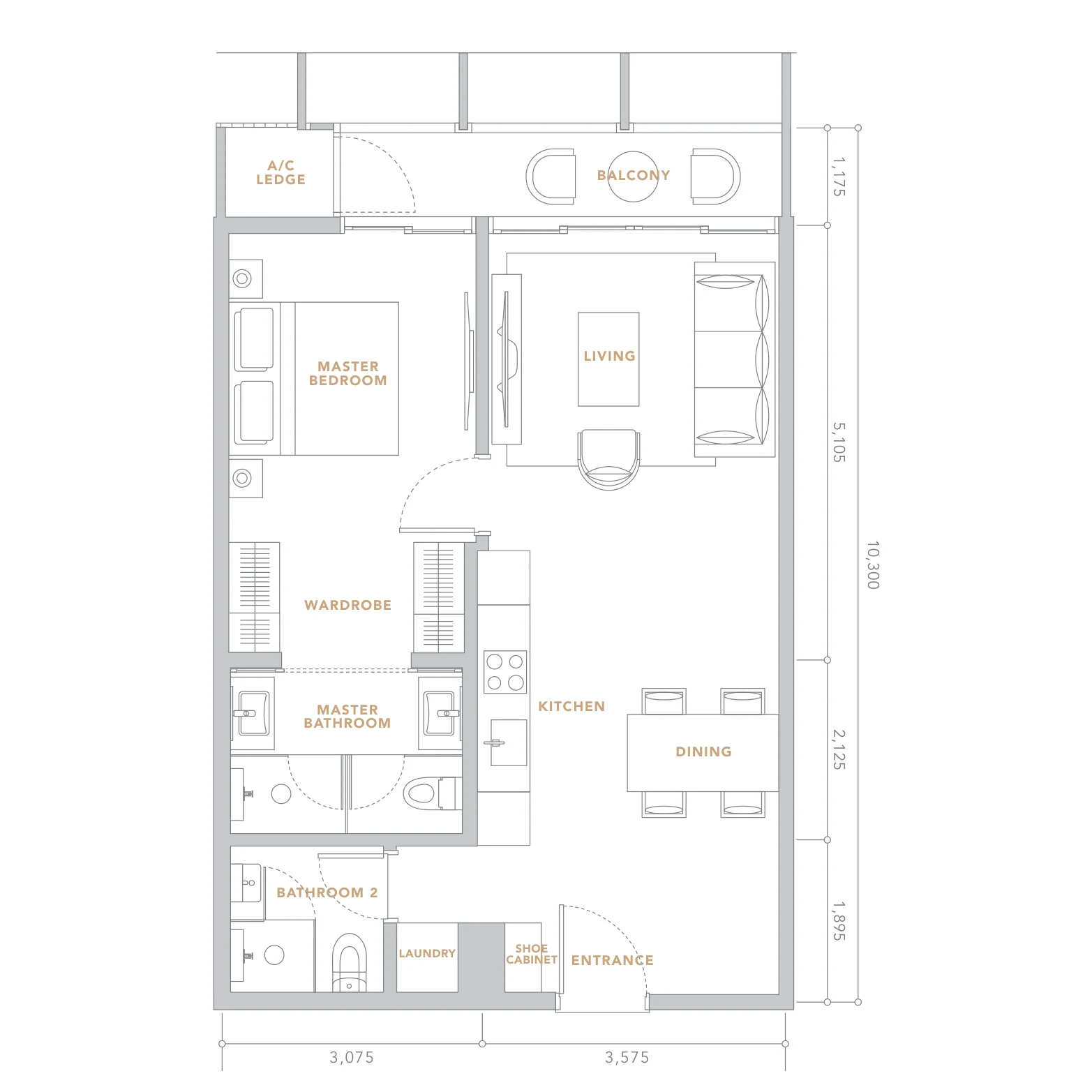 The Conlay Residences floor plan, Type A1, 743 sq ft
