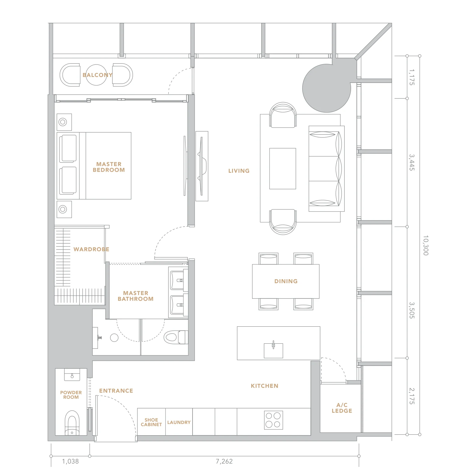 The Conlay Residences floor plan, Type A2, 904 sq ft
