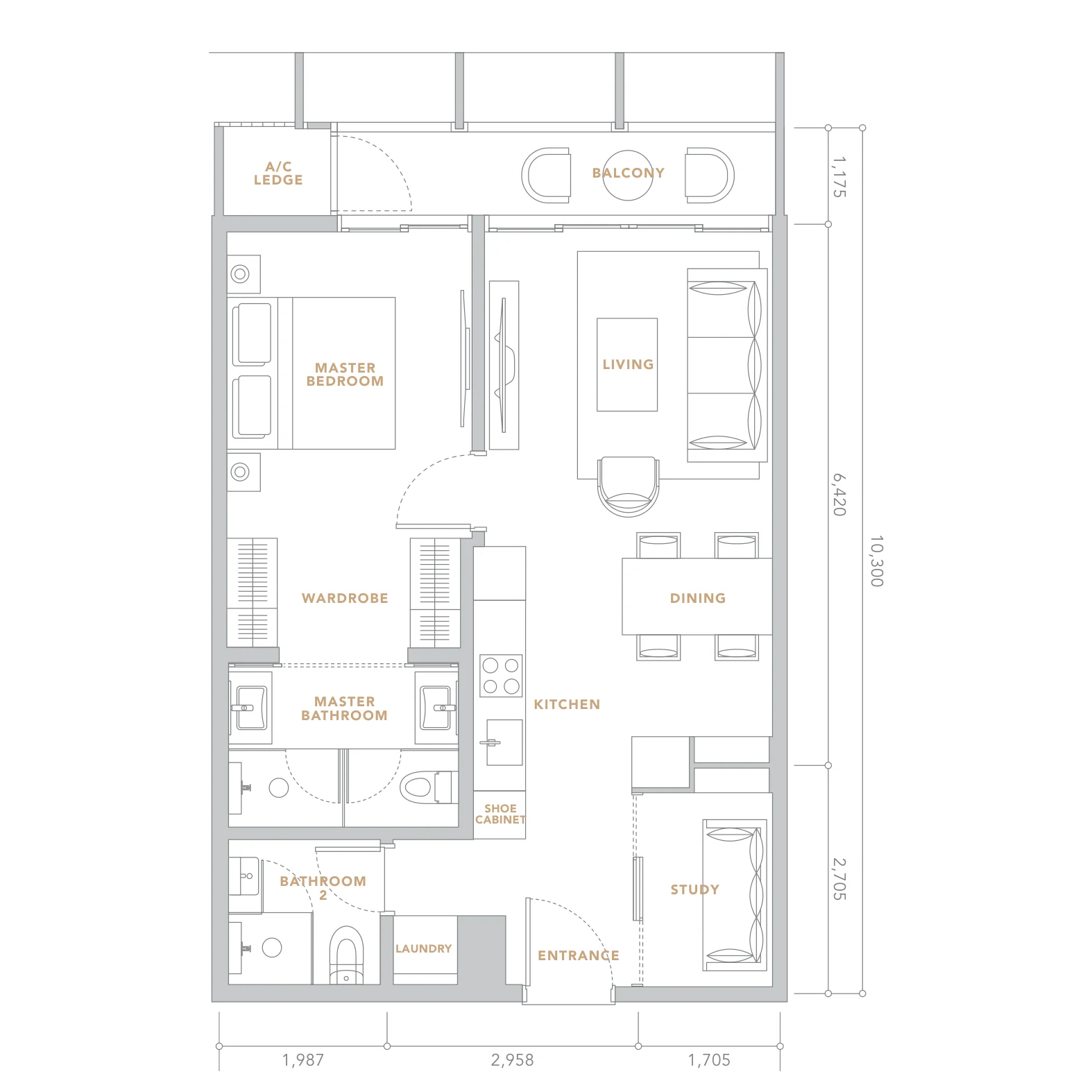The Conlay Residences floor plan, Type B1, 743 sq ft