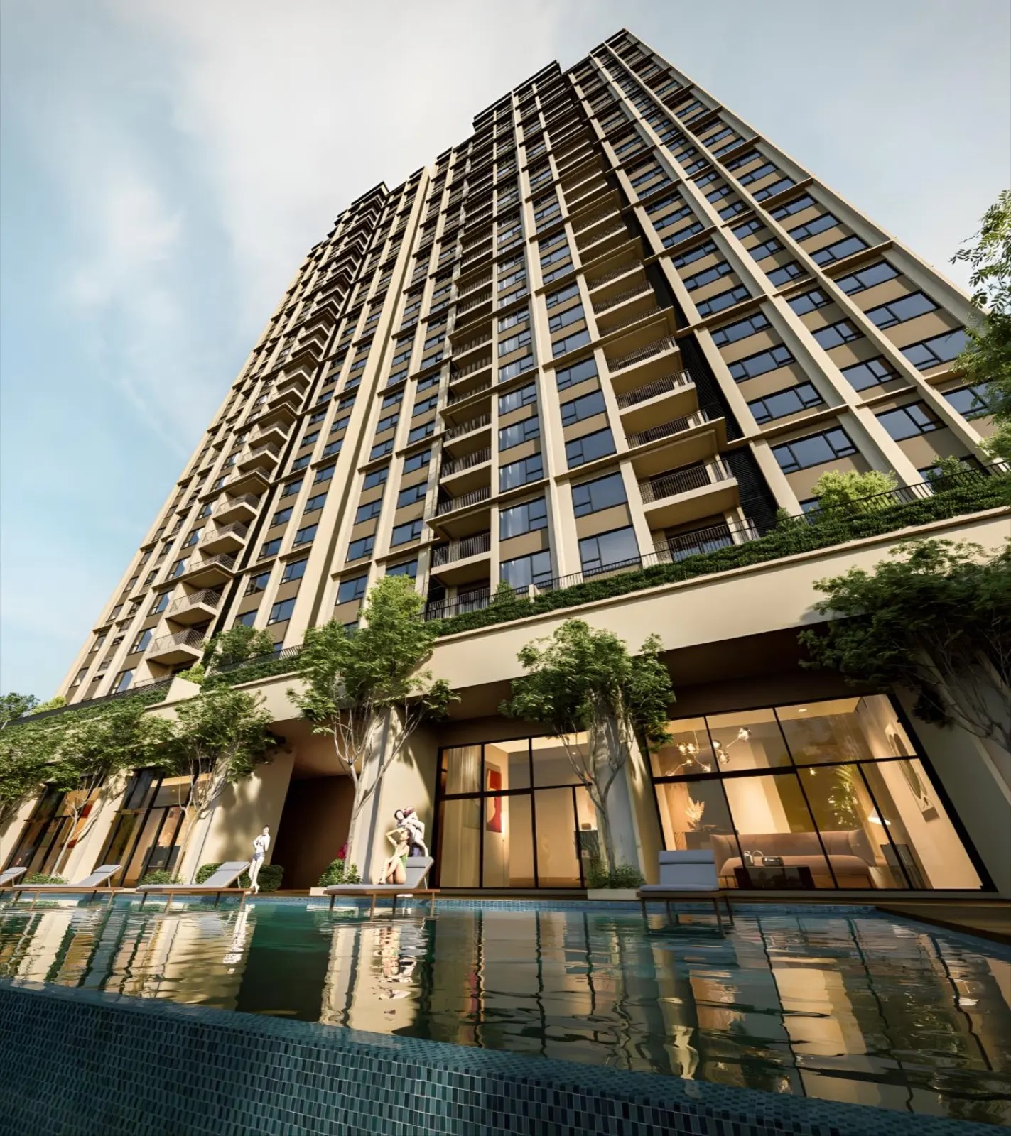 Accent Residences — the tower and pool (artist's impression)