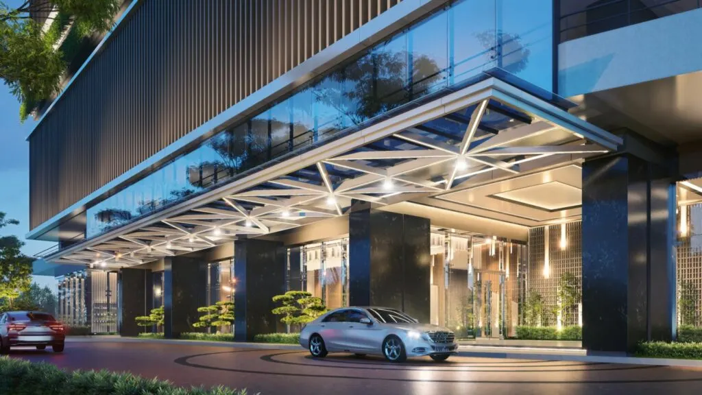 Aethera Residences drop-off and entrance canopy, artist's impression