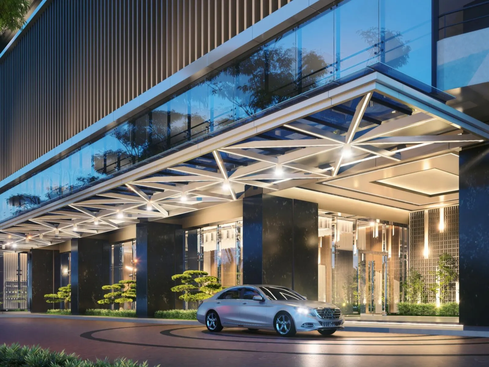 Aethera Residences drop-off and entrance canopy, artist's impression