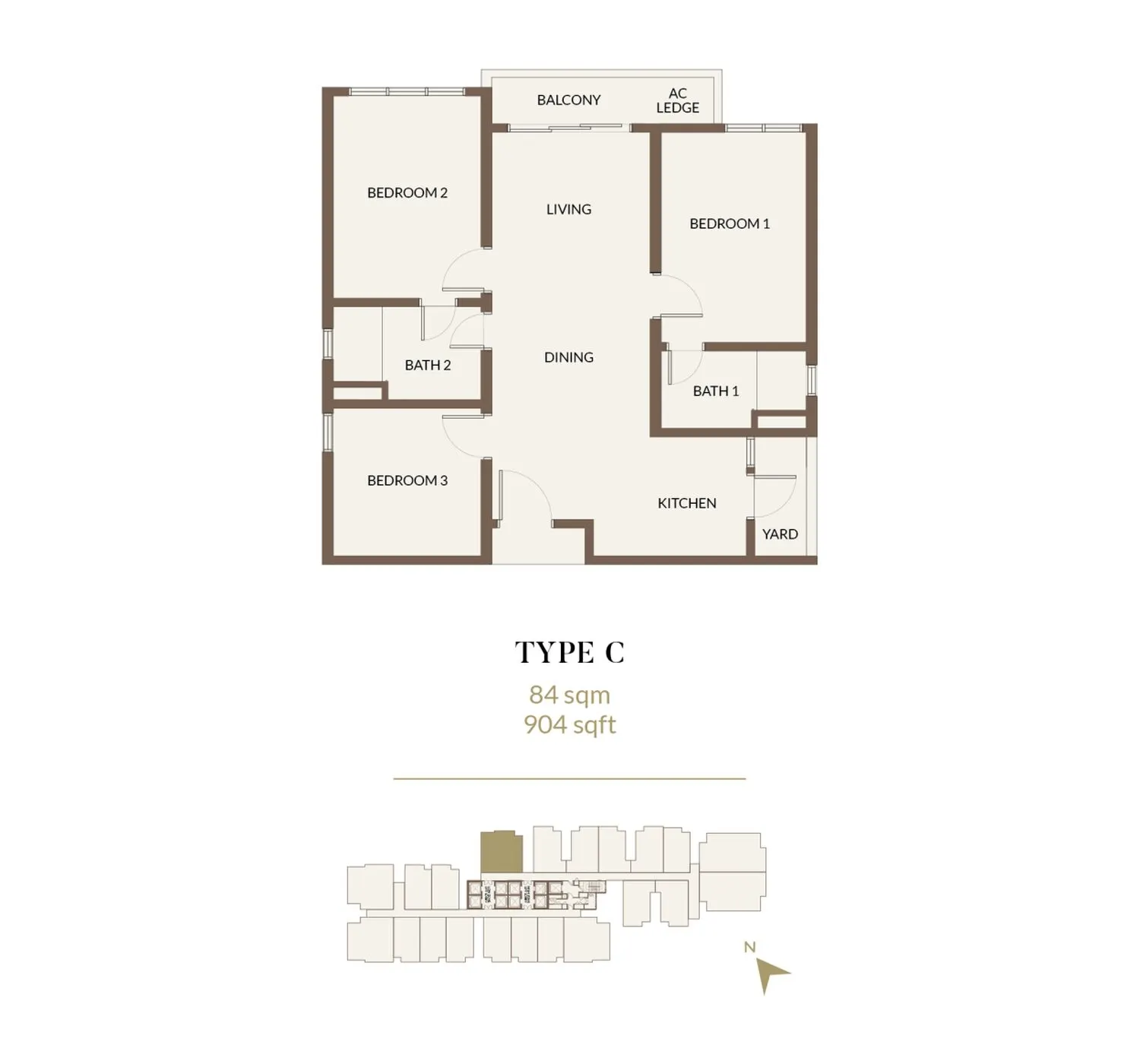 Aethera Residences floor plan, Type C, 904 sq ft