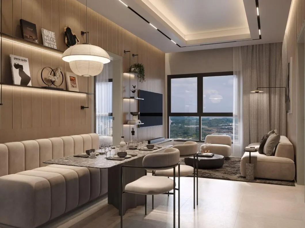 Amberwood Resort Residences living and dining room, artist's impression