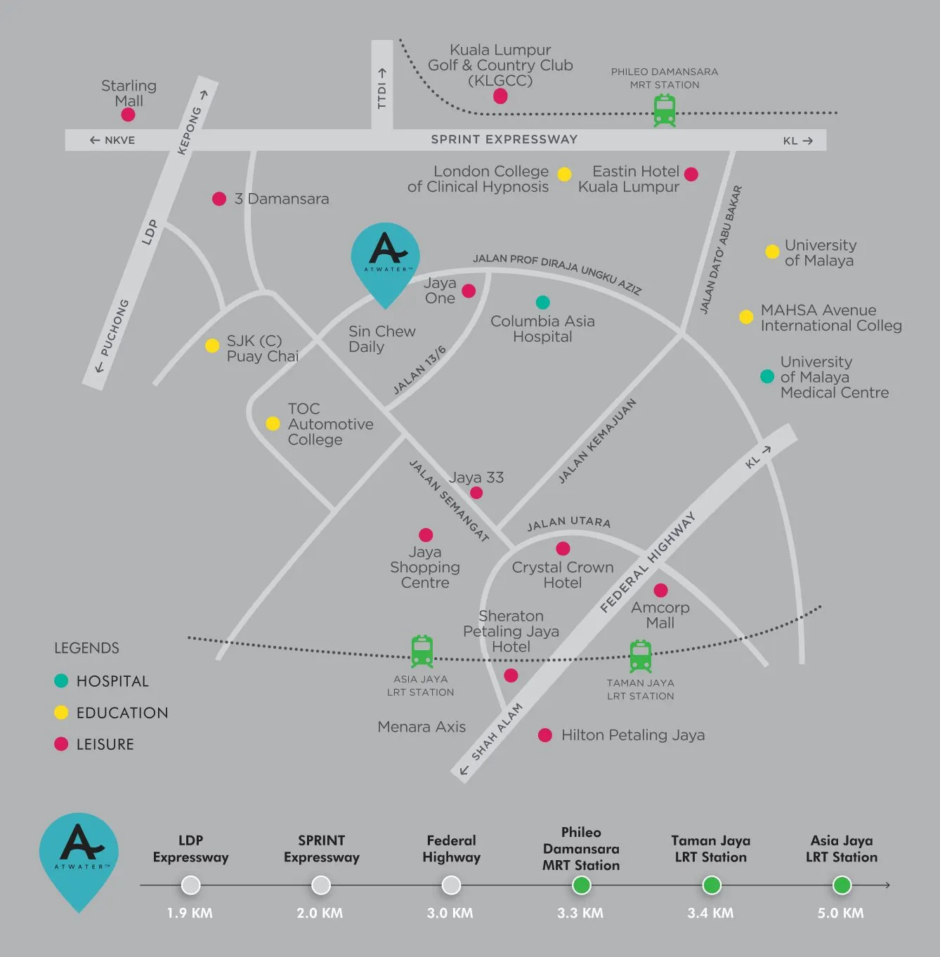 Atwater Corporate Office Towers location map, Seksyen 13, Petaling Jaya
