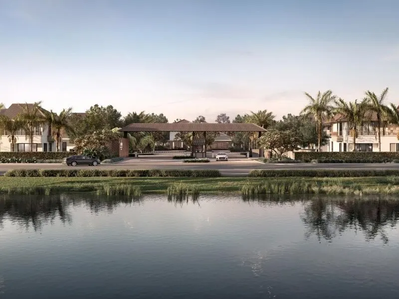 Avalon Cybersouth homes seen across Cybersouth Lake, artist's impression