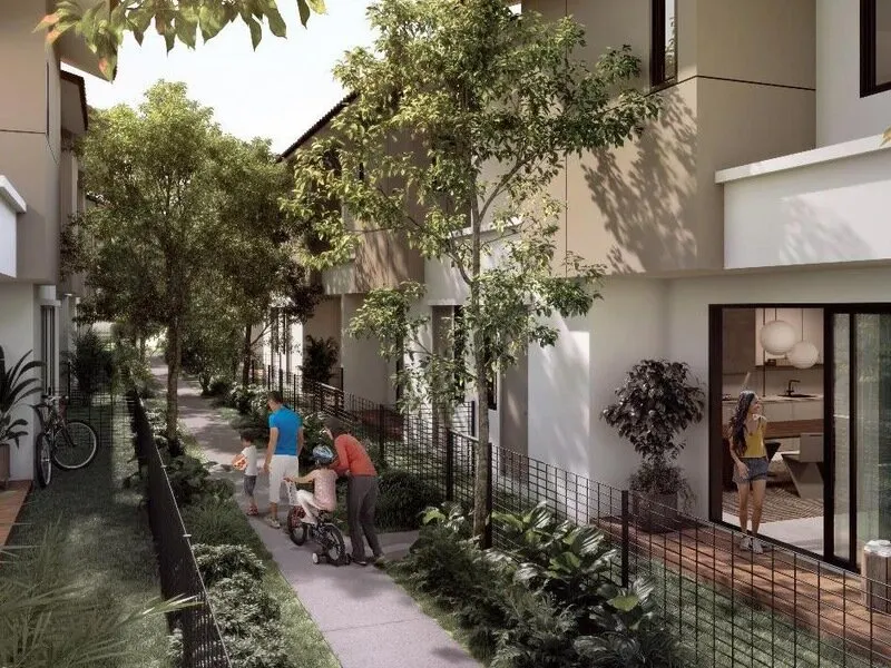 Avalon Cybersouth linear garden path between houses, artist's impression