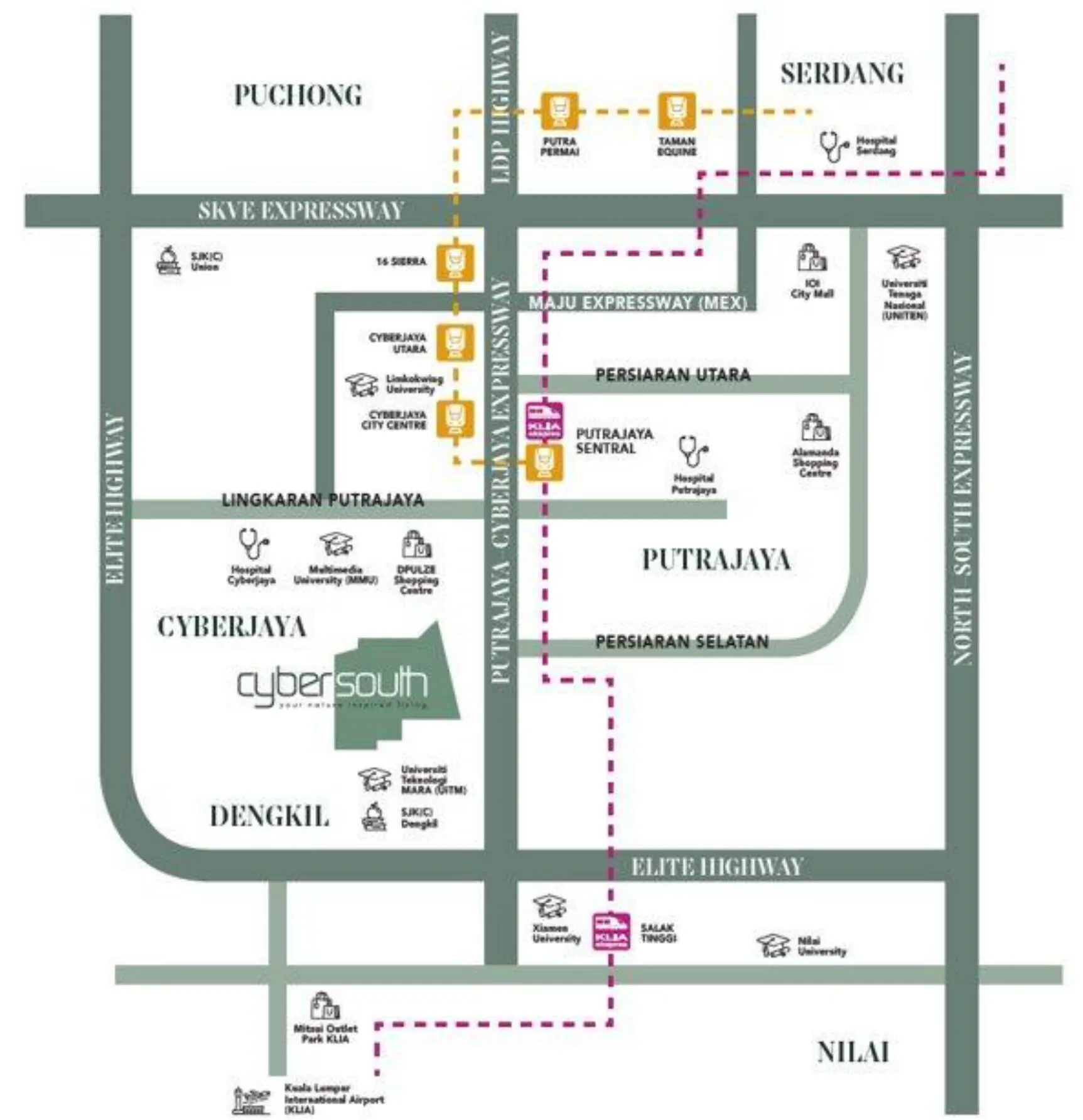 Avalon Cybersouth location map, Cybersouth, Dengkil
