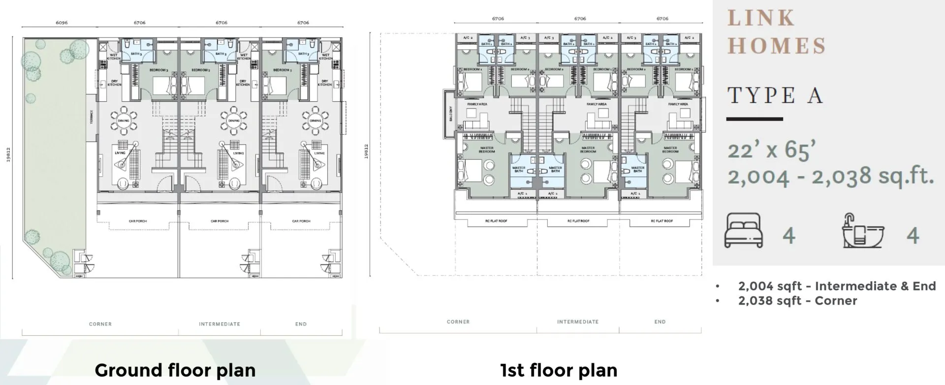 Avalon Cybersouth floor plan, Type A (Link Home, 22' x 65'), 2,004 sq ft