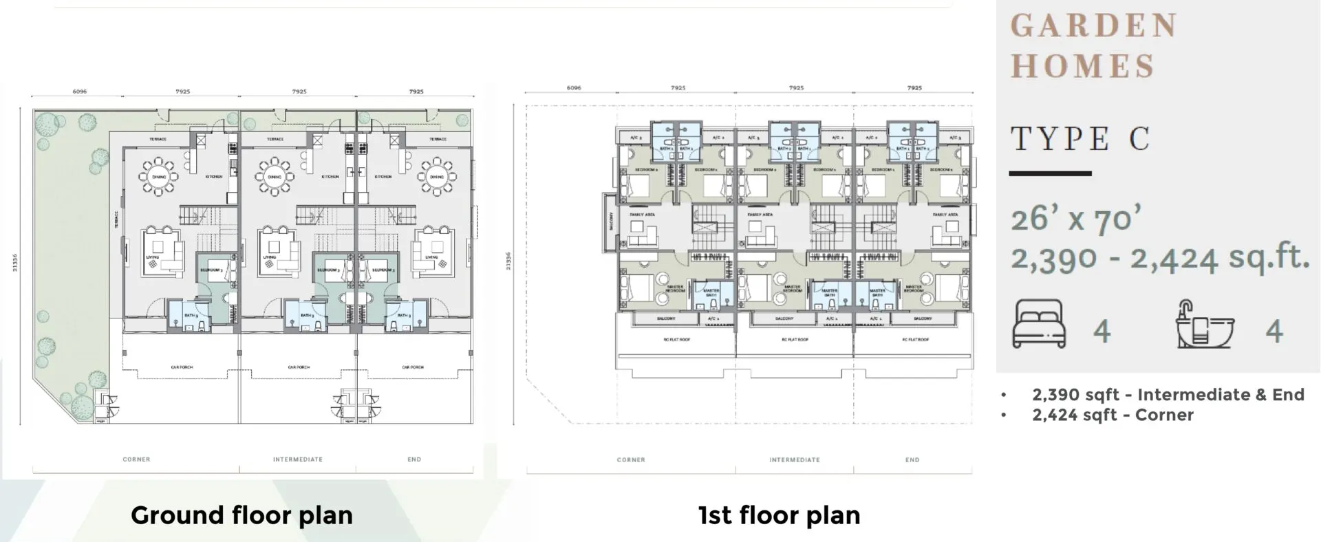 Avalon Cybersouth floor plan, Type C (Garden Home, 26' x 70'), 2,390 sq ft