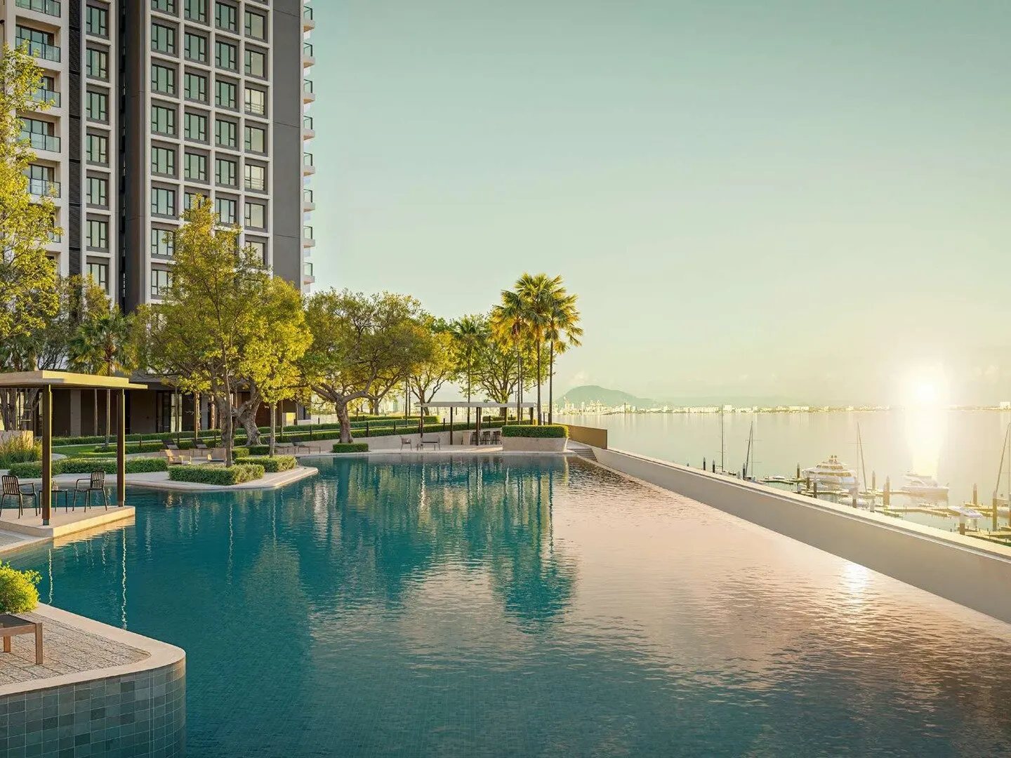 Avéa pool deck facing the sea, artist's impression