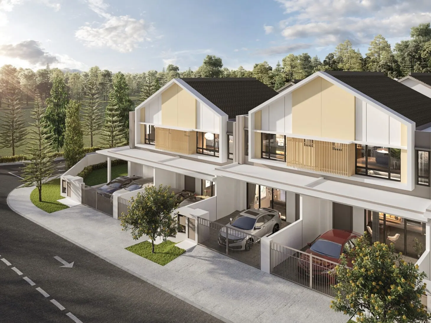 Botanica Hills street and houses seen from above, artist's impression