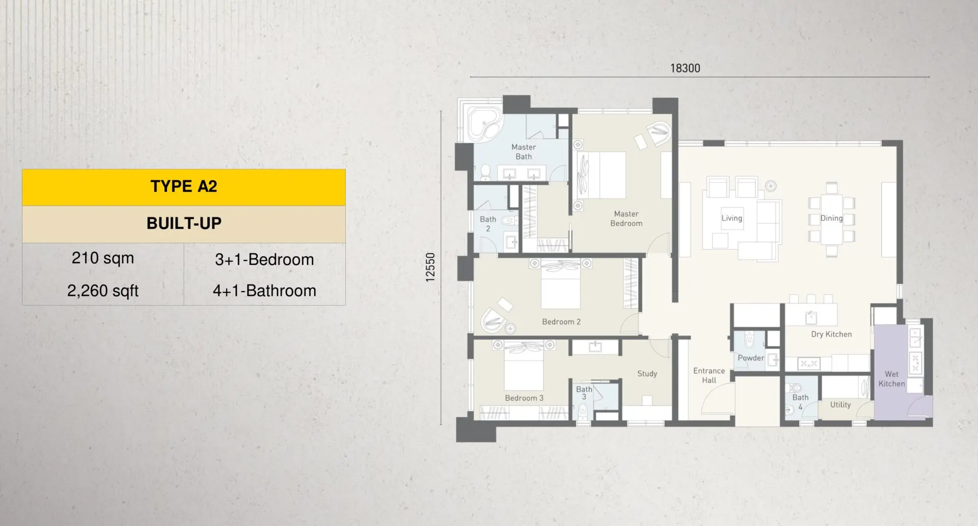Cappella Embassy floor plan, Type A2, 2,260 sq ft