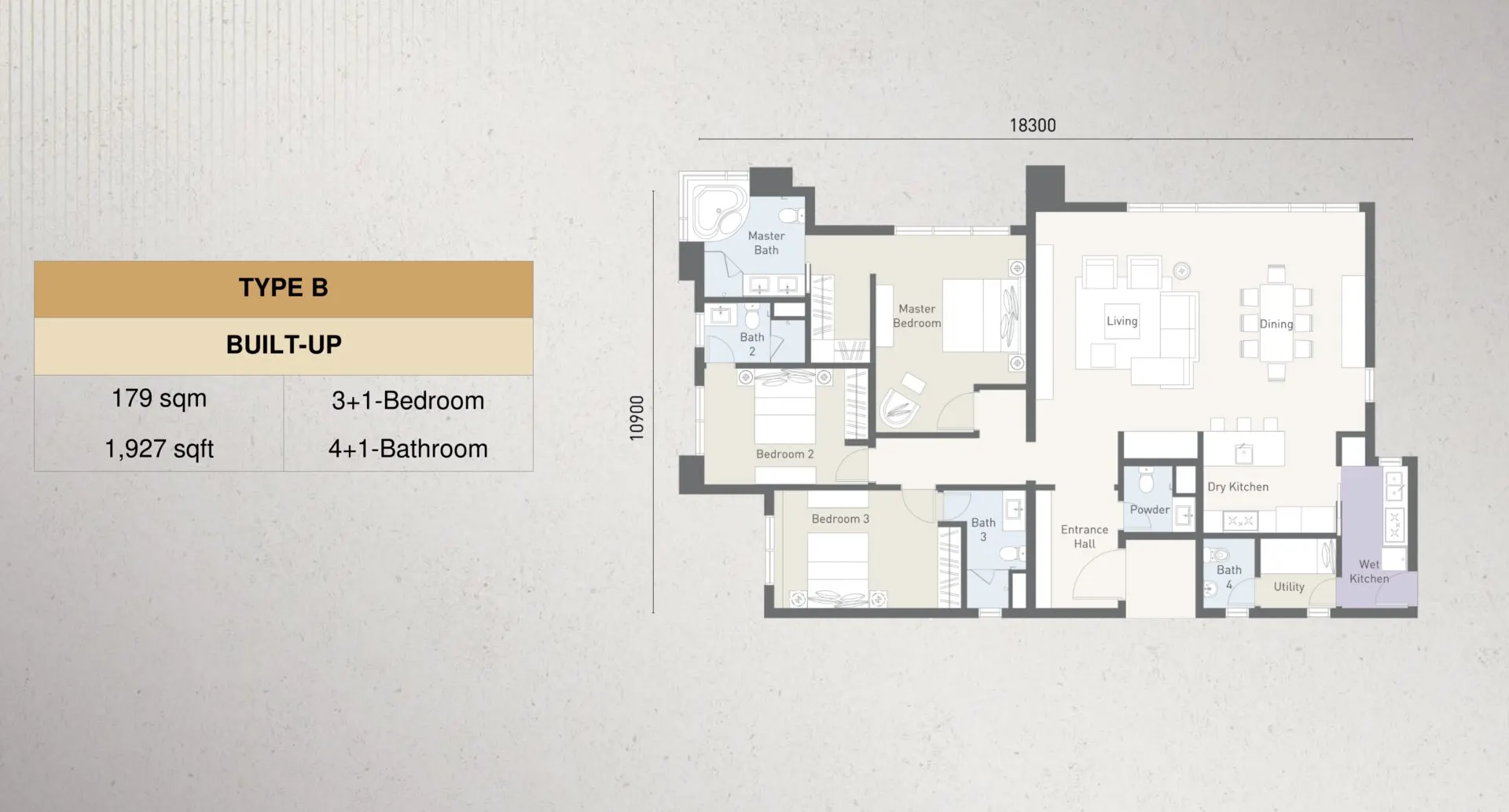 Cappella Embassy floor plan, Type B, 1,927 sq ft