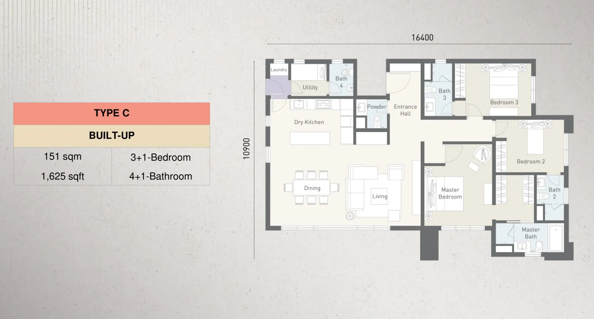 Cappella Embassy floor plan, Type C, 1,625 sq ft