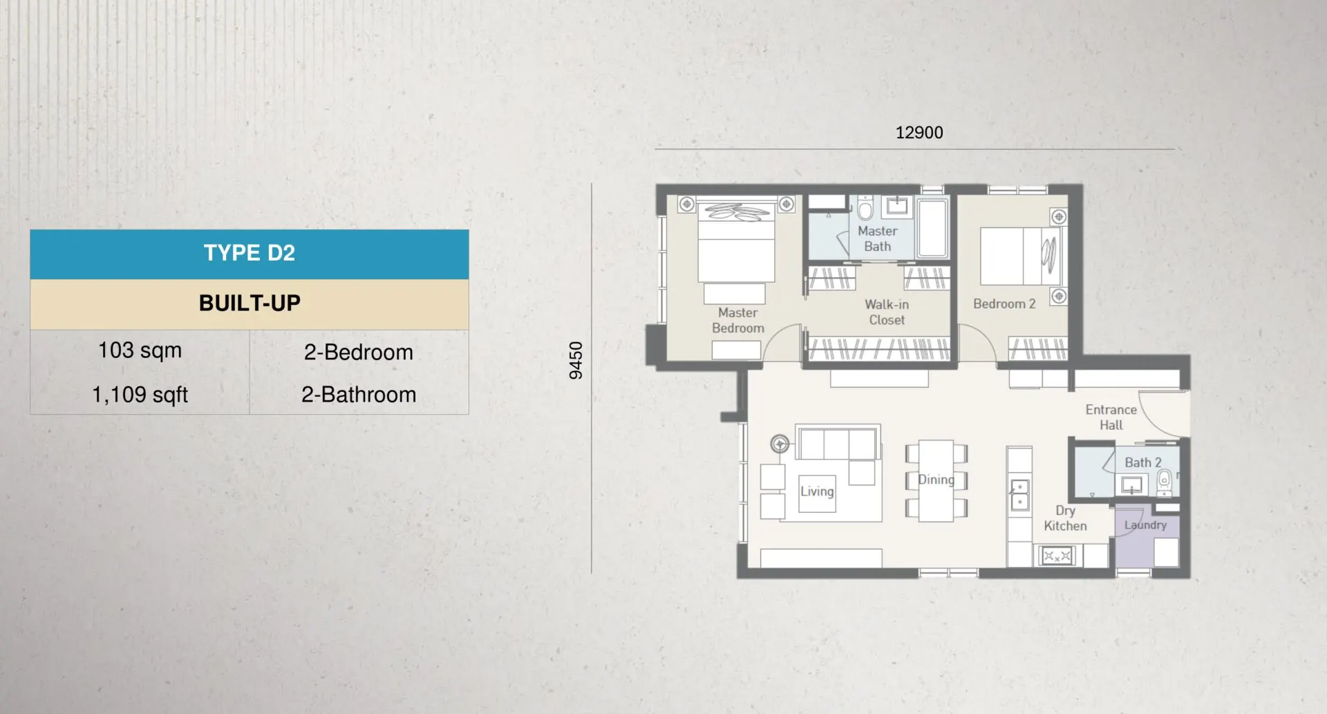 Cappella Embassy floor plan, Type D2, 1,109 sq ft