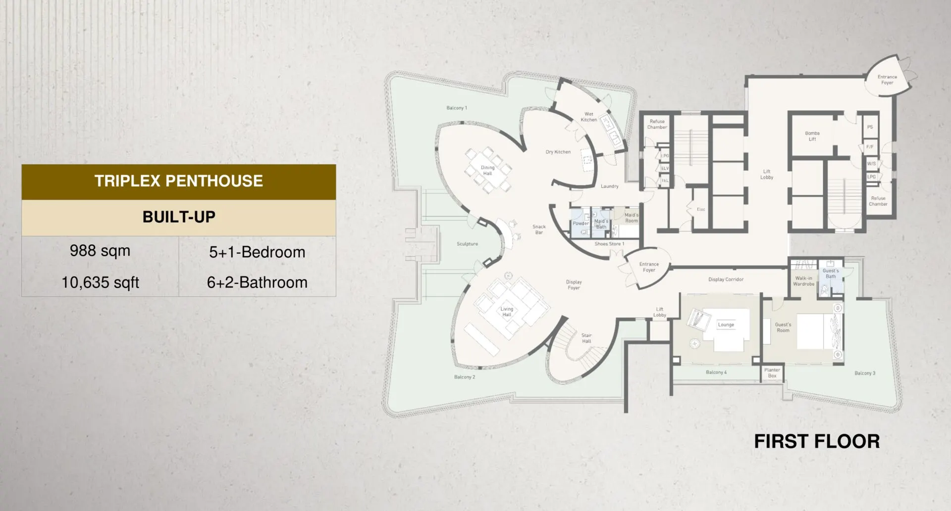 Cappella Embassy floor plan, Type Penthouse, 10,635 sq ft