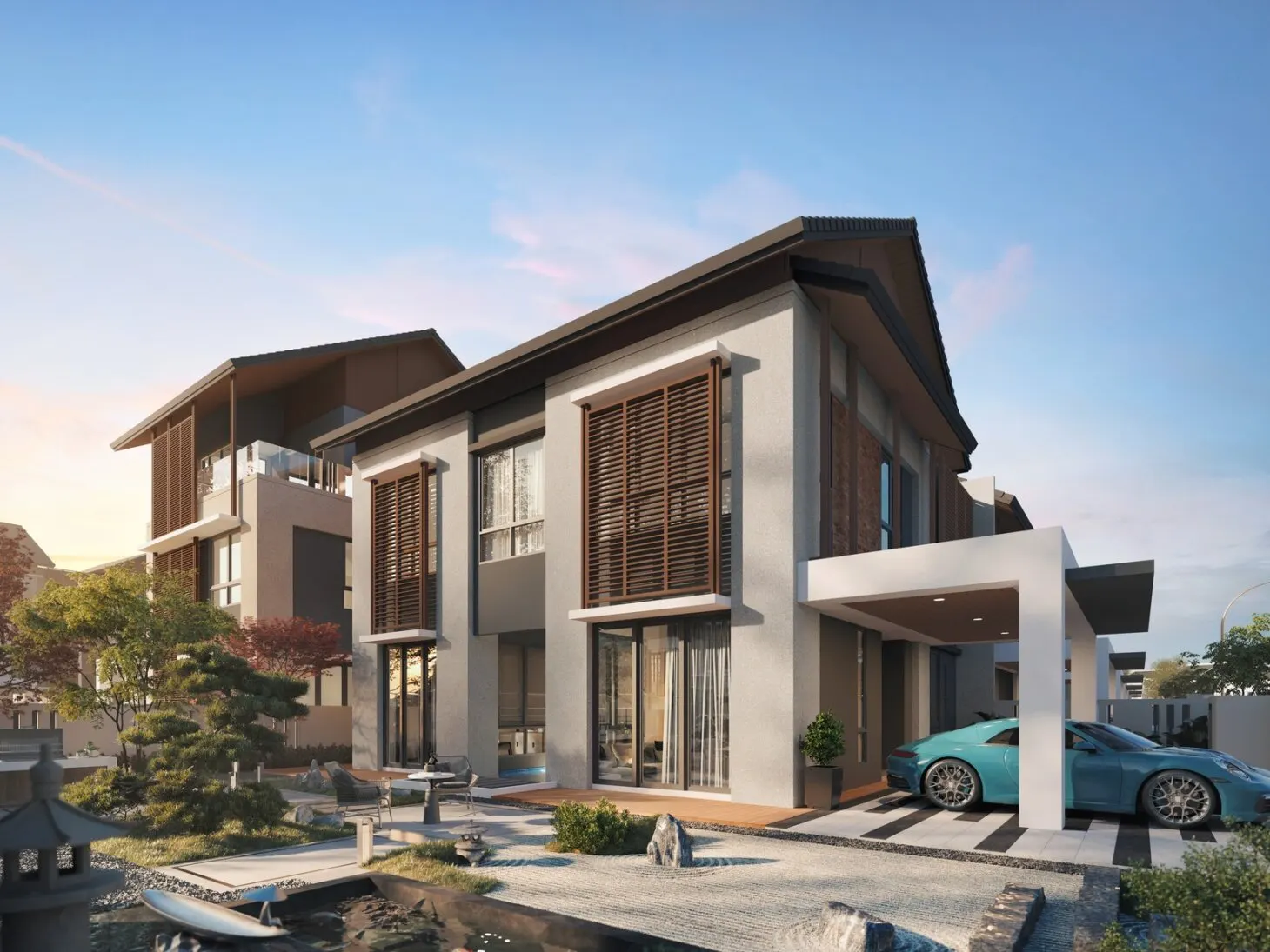 Casa D'Arcadia semi-detached home seen from the corner, artist's impression