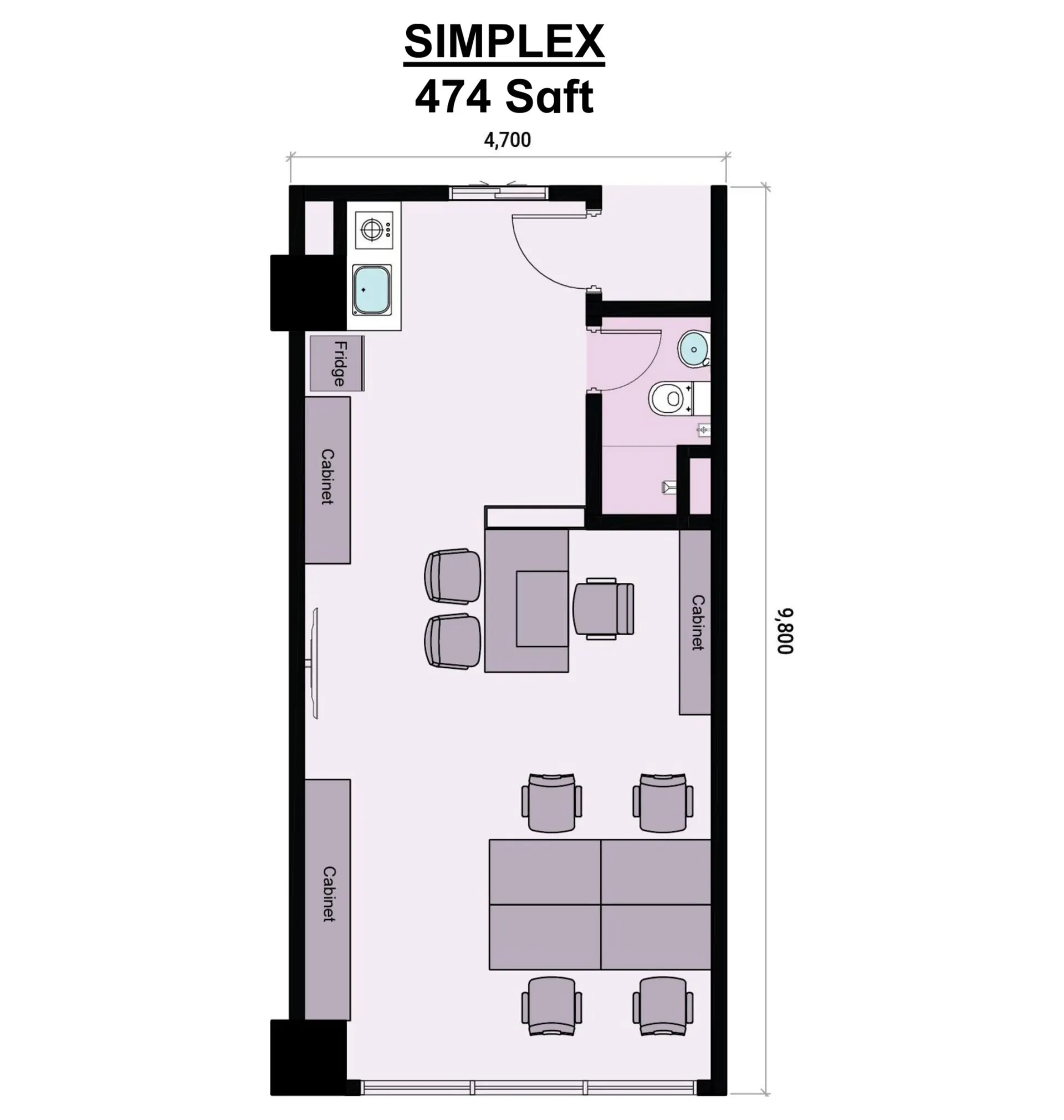 Colonial Infinite @ edumetro floor plan, Type Simplex, 280 sq ft
