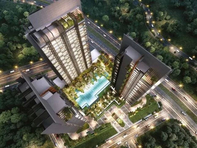 Grand Medini aerial view at night, artist's impression