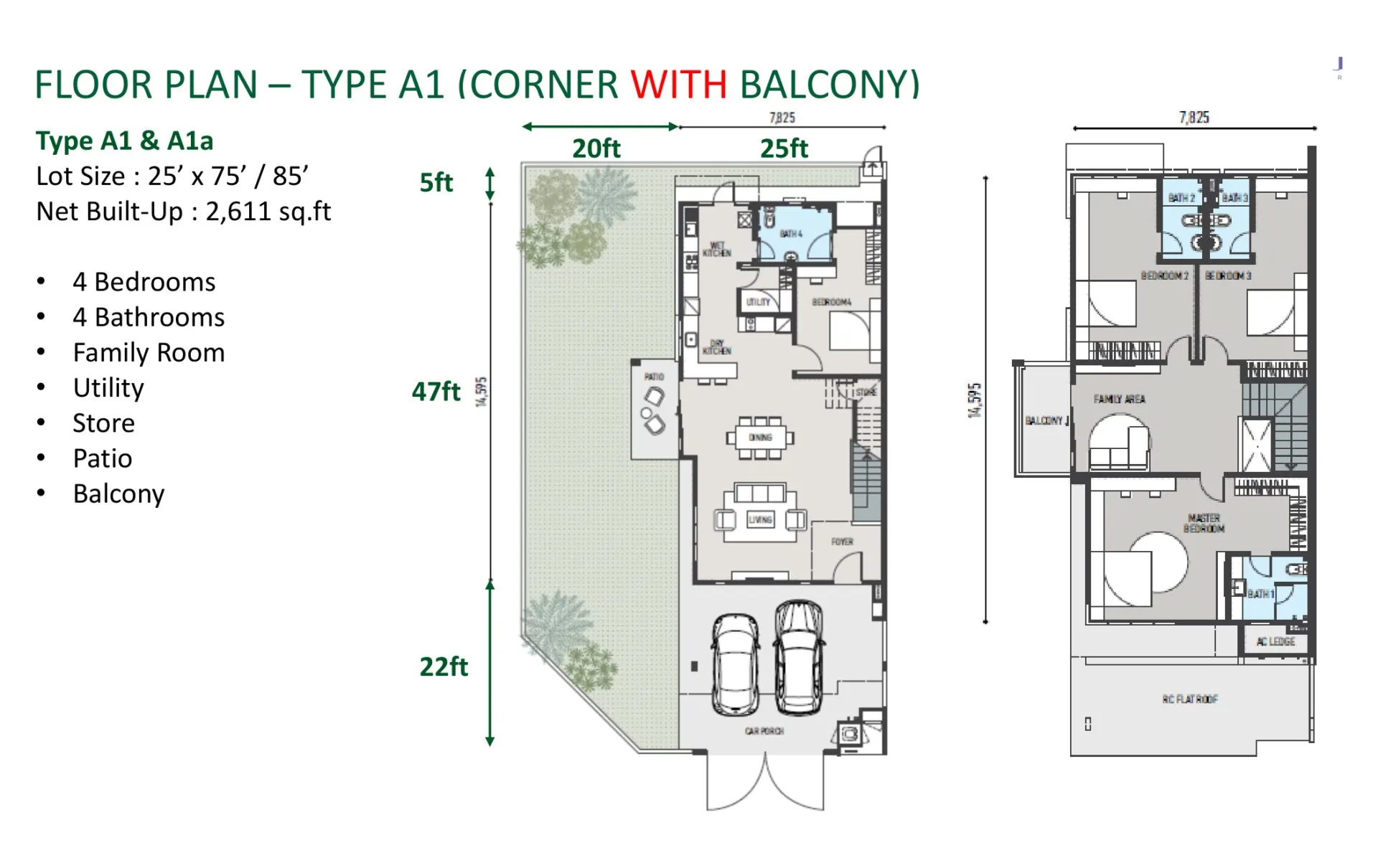 Jardin Residences 2 floor plan, Type A1 / A3, 2,611 sq ft