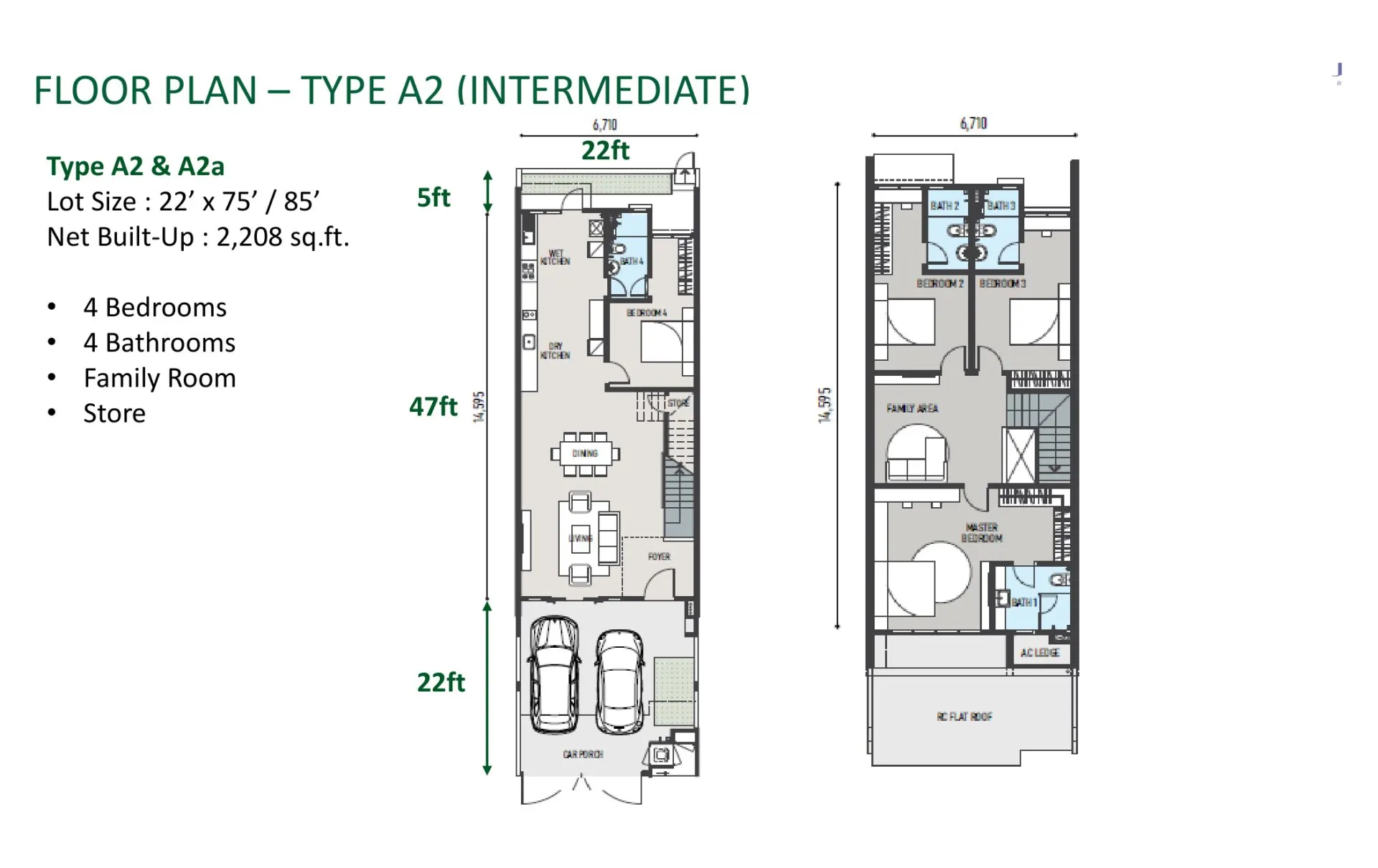 Jardin Residences 2 floor plan, Type A2, 2,208 sq ft