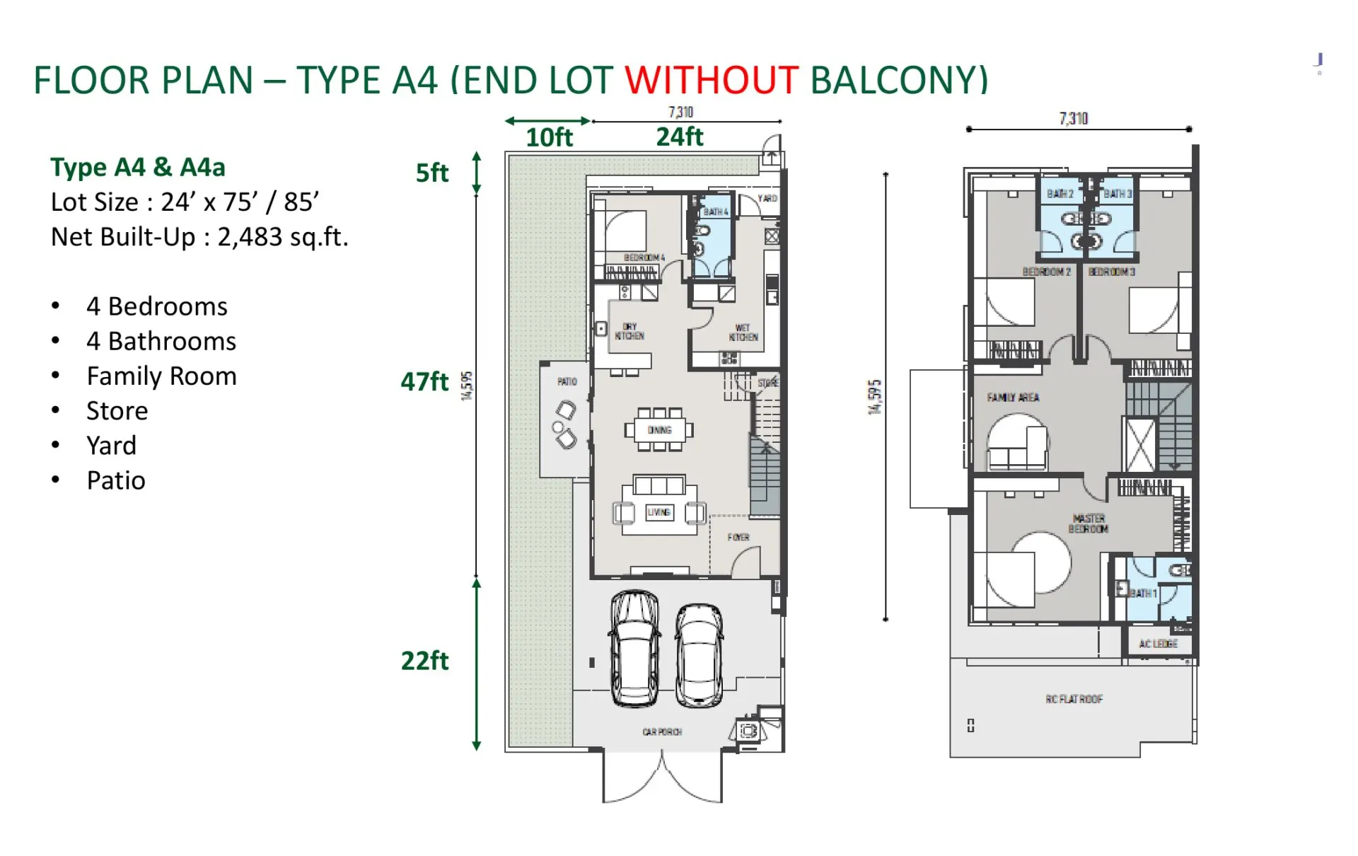 Jardin Residences 2 floor plan, Type A4, 2,483 sq ft