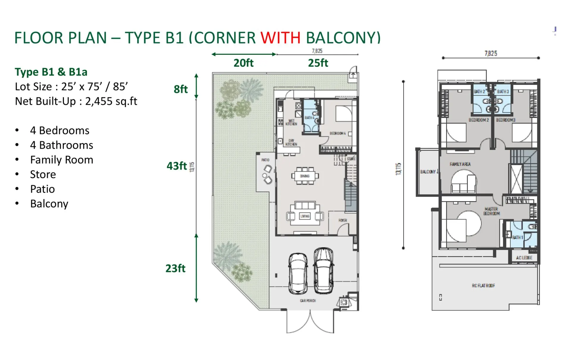 Jardin Residences 2 floor plan, Type B1 / B3, 2,455 sq ft