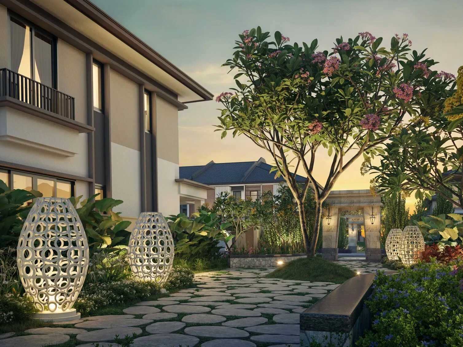 Jimbaran @ Gaia Gardens – Jimbaran garden courtyard between homes, artist's impression