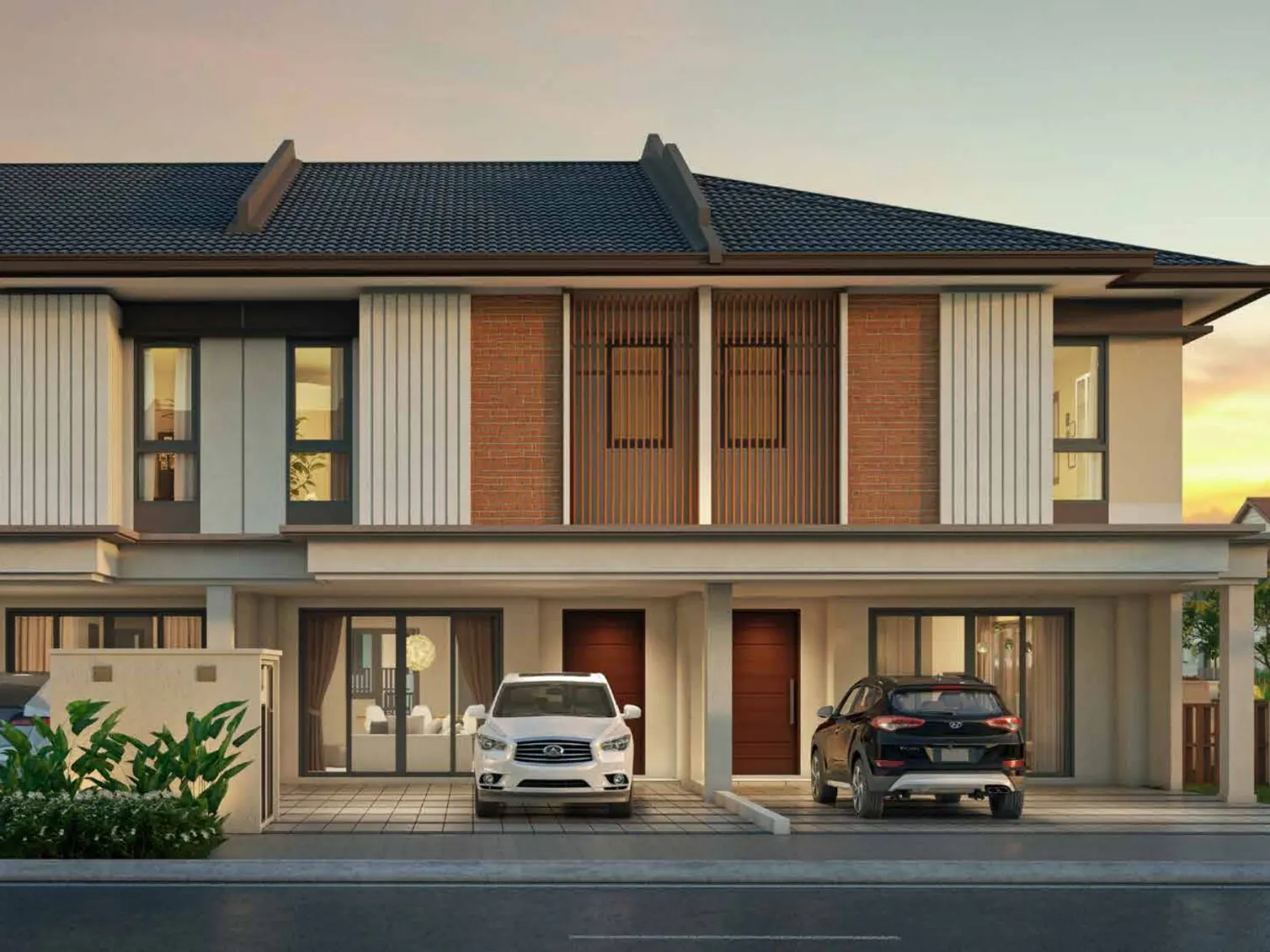 Jimbaran @ Gaia Gardens – Jimbaran 2-storey link villas street view, artist's impression