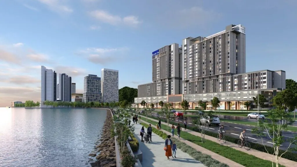 Keeperz Suites seen from the waterfront promenade, artist's impression