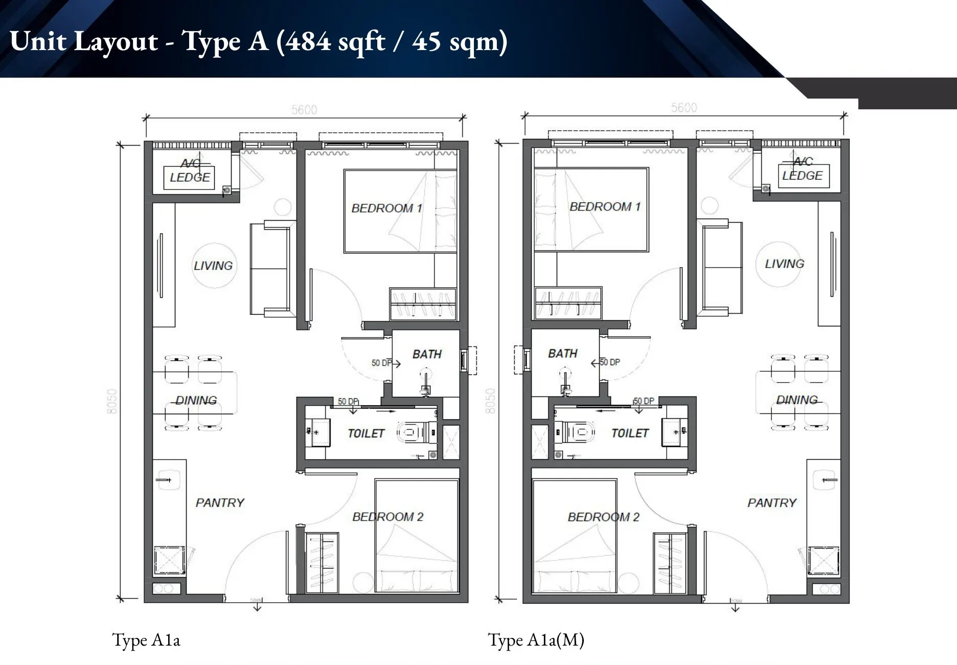 Keeperz Suites floor plan, Type A1a / A1a(M), 484 sq ft