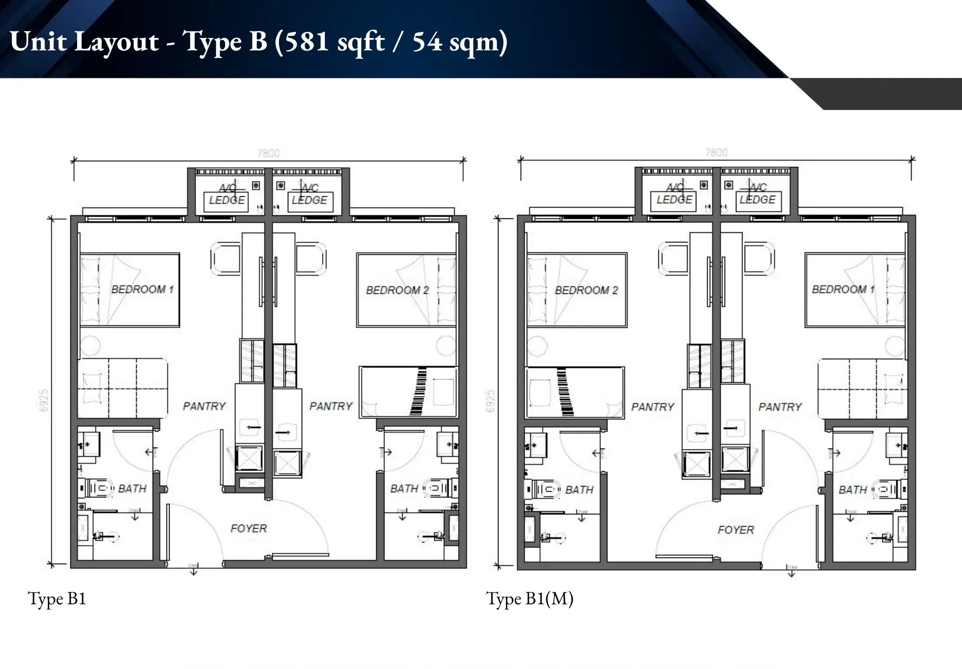 Keeperz Suites floor plan, Type B1 / B1(M), 581 sq ft