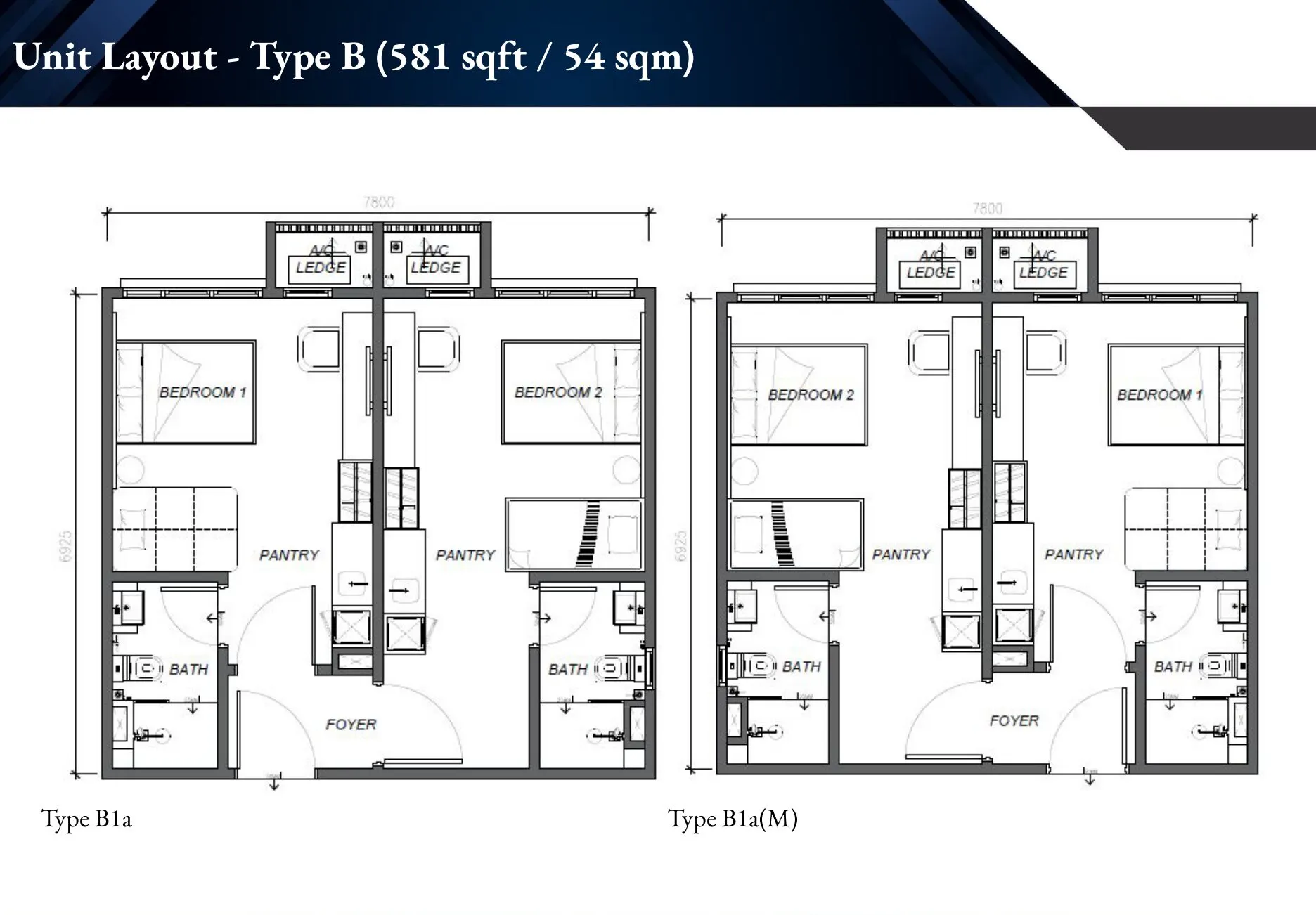 Keeperz Suites floor plan, Type B1a / B1a(M), 581 sq ft