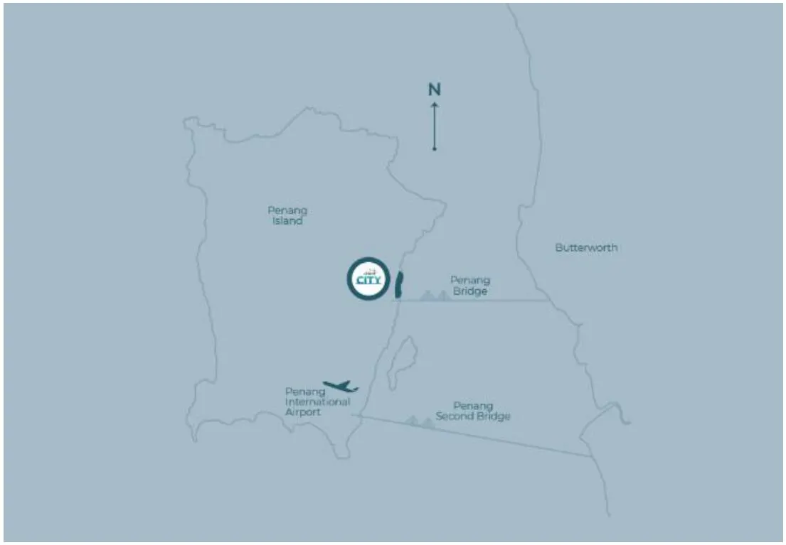 Lightwater Residences location map, The Light City, Penang
