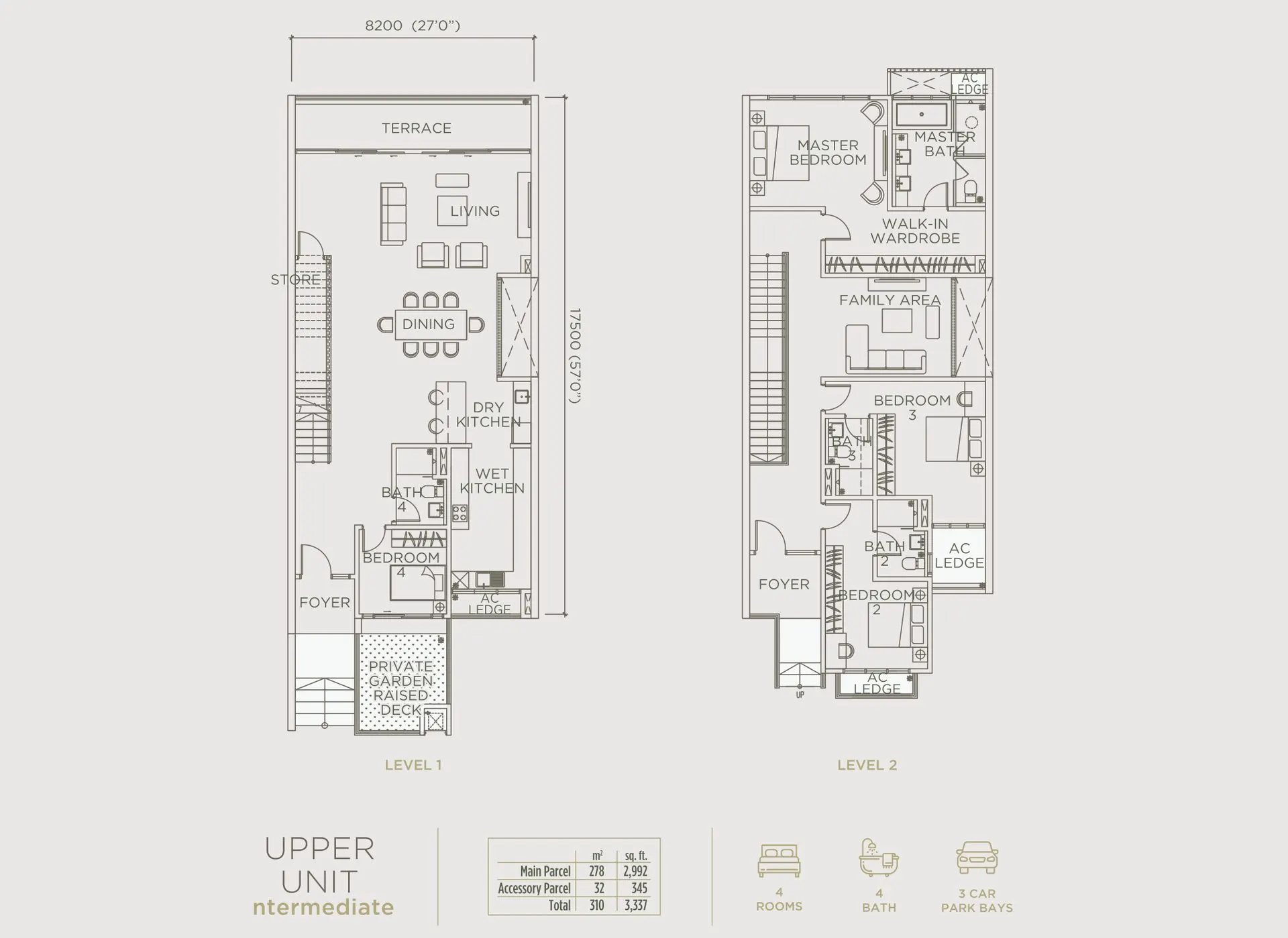 Linari Kwasa Damansara floor plan, Type UPPER UNIT, 3,337 sq ft