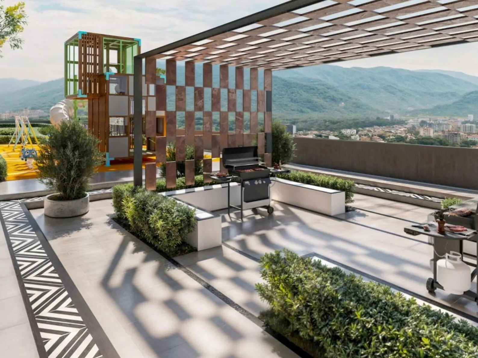 Lumina Residence barbeque terrace and play area, artist's impression