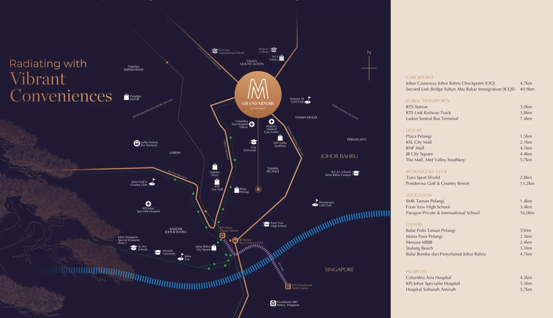 M Grand Minori location map, Taman Pelangi, Johor Bahru