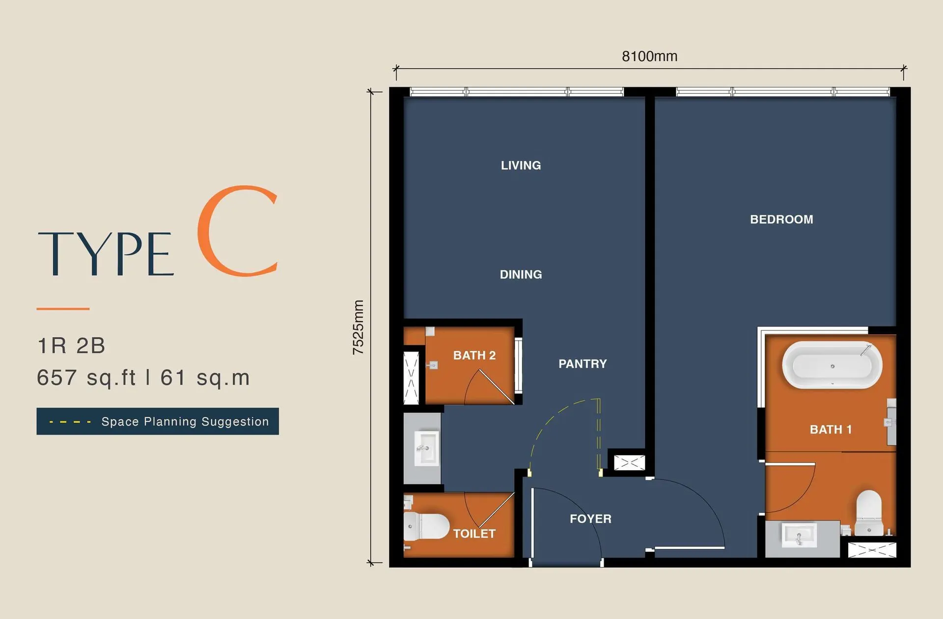 MABA Suitez @ KL City Centre floor plan, Type C, 657 sq ft