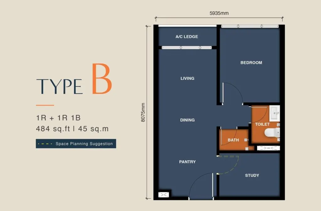 MABA Suitez @ KL City Centre floor plan, B, 484 sq ft